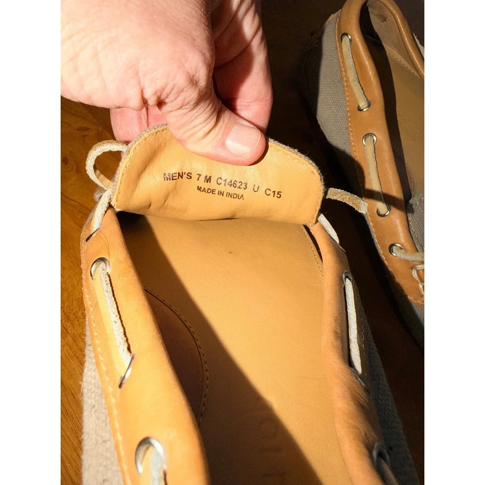 Cole‎ Haan Mens Grant Canvas Leather Driver Loafers Brown C14623 Size 7 M
